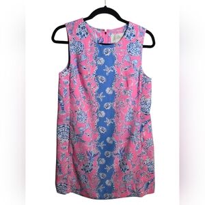 Woman's Dresses Lilly Pulitzer Edita Shift Size 4 Pink And Blue Seashell Print
